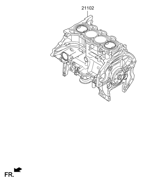 2018 Hyundai Sonata Hybrid Engine Assembly-Short Diagram for 2D312-2EU02-A