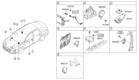 2019 Hyundai Sonata Hybrid Module Assembly-Air Bag Control Diagram for 95910-E6600