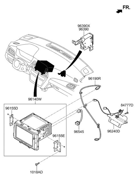 2018 Hyundai Sonata Hybrid Audio Assembly Diagram for 96160-E6UB0-4X