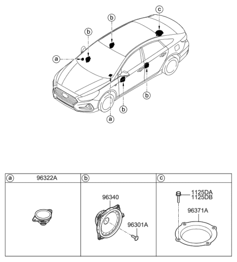 2019 Hyundai Sonata Hybrid Door Speaker And Protector Assembly Diagram for 96330-C1AA0
