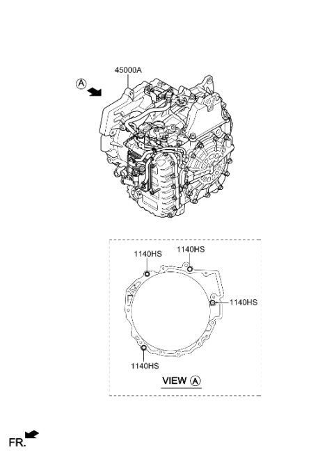 2018 Hyundai Sonata Hybrid Ata & TQ/CONV Assembly Diagram for 45000-3D620