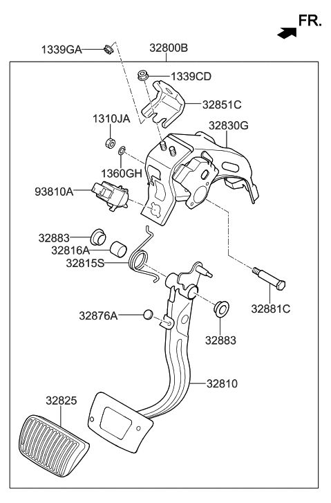 2006 Hyundai Santa Fe Pad-Pedal Diagram for 32825-3T100