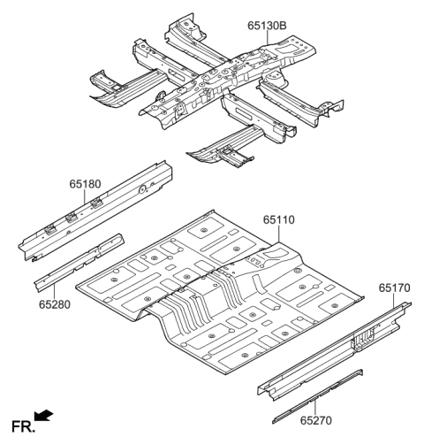 2006 Hyundai Santa Fe Panel Assembly-Center Floor Diagram for 65110-E6700