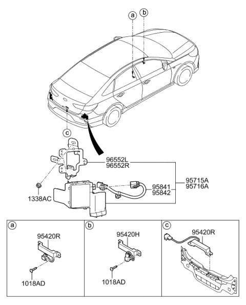 2019 Hyundai Sonata Hybrid Unit Assembly-Bsd,RH Diagram for 95821-E6500