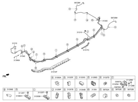 2018 Hyundai Sonata Hybrid Holder-Fuel Tube Diagram for 31355-F6000