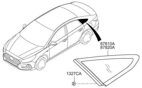 2018 Hyundai Sonata Hybrid Quarter Window Diagram