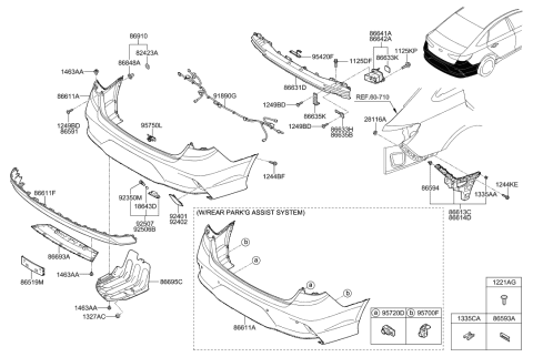 2018 Hyundai Sonata Hybrid Cover-RR Bumper LWR Diagram for 86612-C1740