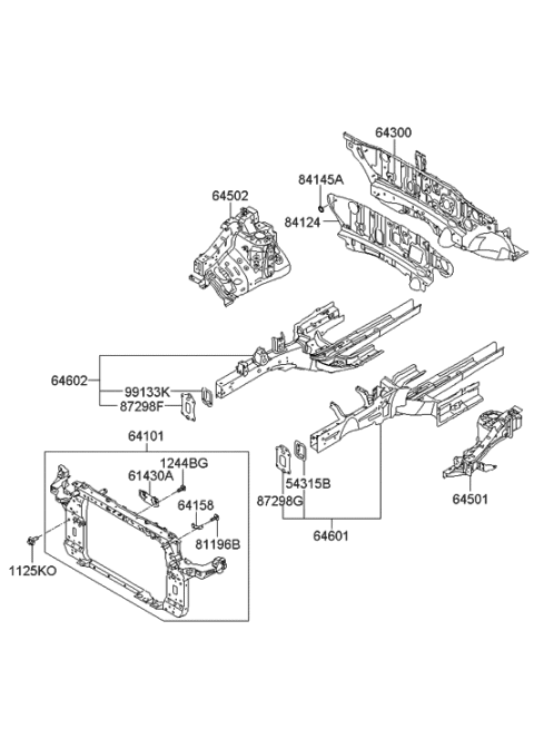 2009 Hyundai Tucson Insulator-Dash Panel Diagram for 84124-2S010