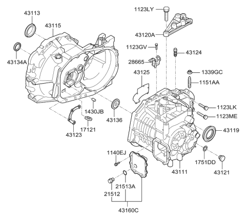 2010 Hyundai Tucson Transaxle Case-Manual Diagram 1