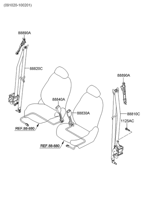 2012 Hyundai Tucson Front Seat Belt Diagram 1