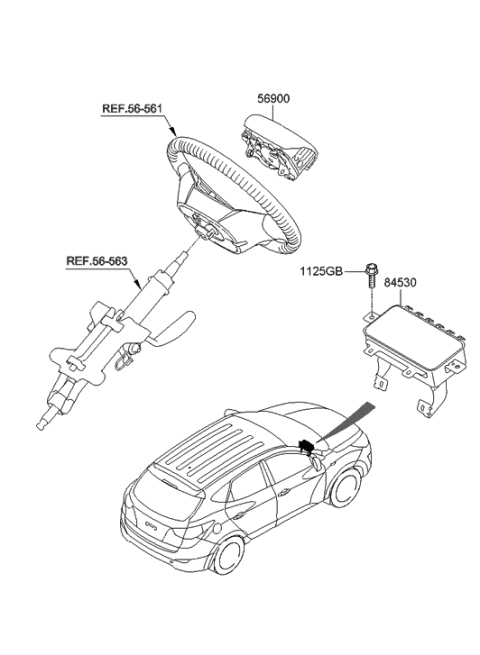 2012 Hyundai Tucson Module Assembly-Steering Wheel Air Bag Diagram for 56900-2S500-MBS