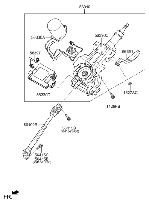 2010 Hyundai Tucson Column Assembly-Upper Diagram for 56310-2S810