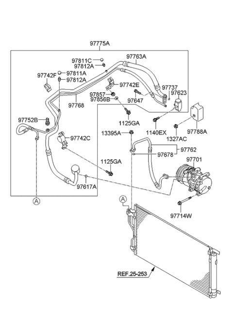 2011 Hyundai Tucson Air conditioning System-Cooler Line Diagram 1