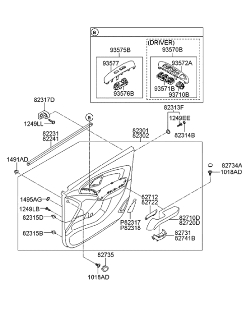 2009 Hyundai Tucson Panel Complete-Front Door Trim,RH Diagram for 82308-2S020-MBS