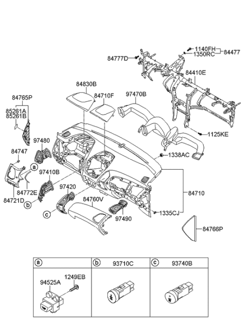 2010 Hyundai Tucson Crash Pad Diagram 1