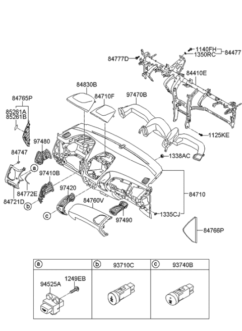 2009 Hyundai Tucson Duct Assembly-Center Air Ventilator,LH Diagram for 97410-2S000-TAP