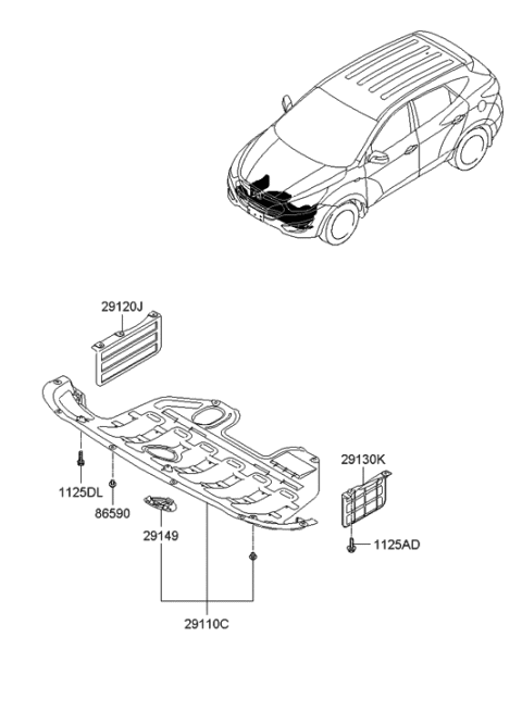 2011 Hyundai Tucson Panel Assembly-Under Cover Diagram for 29110-2S000