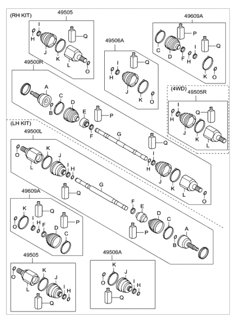 2009 Hyundai Tucson Drive Shaft (Front) Diagram 2