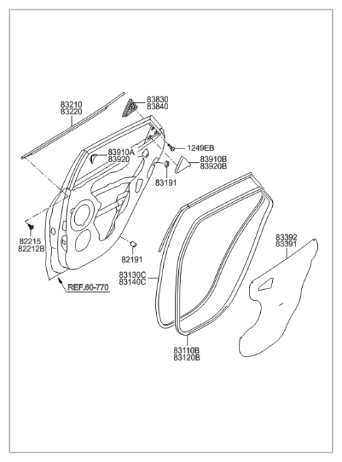 2009 Hyundai Tucson Rear Door Moulding Diagram