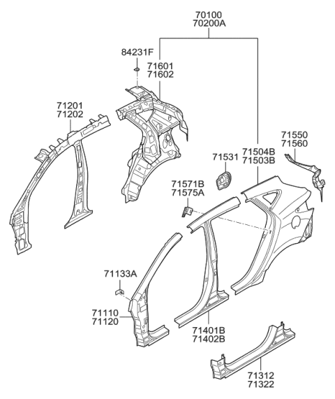 2010 Hyundai Tucson Panel Assembly-Quarter Complete,LH Diagram for 70100-2SA01