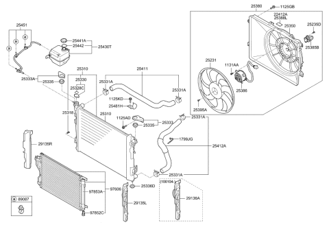 2012 Hyundai Tucson Bracket Assembly-Radiator Mounting,Upper Diagram for 25333-2S000