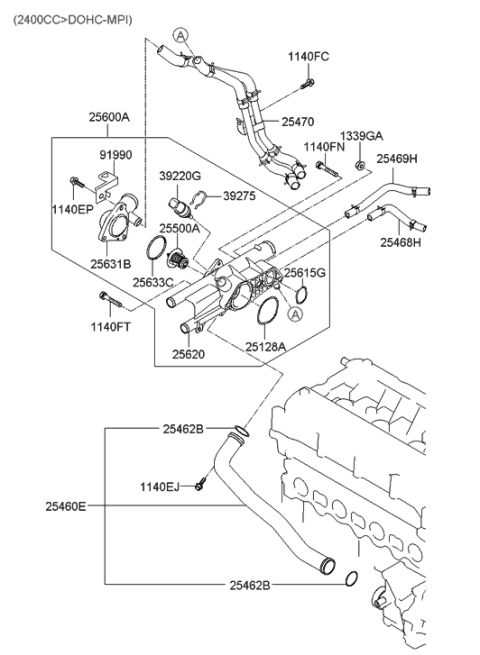 2012 Hyundai Tucson Coolant Pipe & Hose Diagram 4