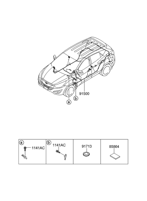 2009 Hyundai Tucson Wiring Assembly-Floor Diagram for 91544-2S010