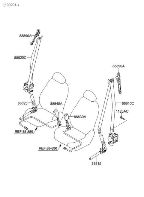 2009 Hyundai Tucson Front Seat Belt Diagram 2