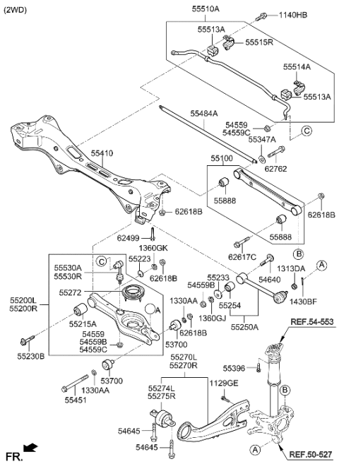 2009 Hyundai Tucson Arm Assembly-Rear Trailing Arm,RH Diagram for 55280-3W050