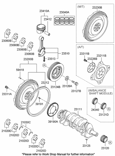 2012 Hyundai Tucson Piston & Pin Assembly Diagram for 23410-2G020