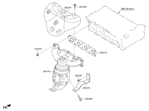 2022 Hyundai Genesis G90 Exhaust Manifold Catalytic Assembly Diagram for 28510-2G260