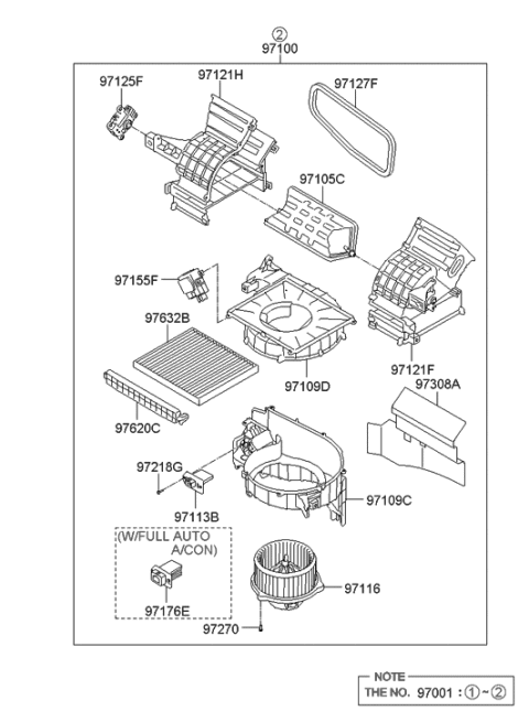 2009 Hyundai Tucson Motor & Fan Assembly-A/C Blower Diagram for 97113-2S000