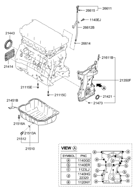 2013 Hyundai Tucson Cover Assembly-Timing Chain Diagram for 21350-2G100