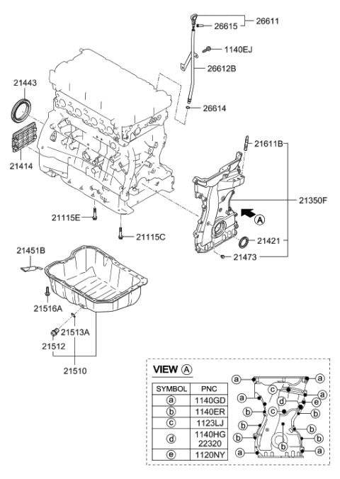 2010 Hyundai Tucson Belt Cover & Oil Pan Diagram 1