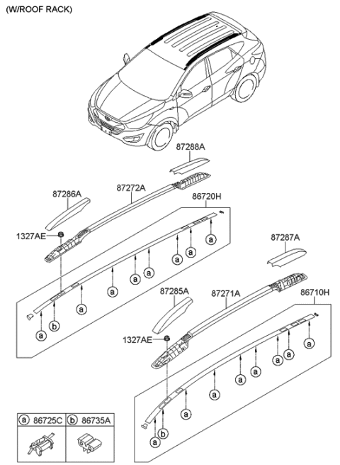 2013 Hyundai Tucson Rack Assembly-Roof,RH Diagram for 87280-2S000