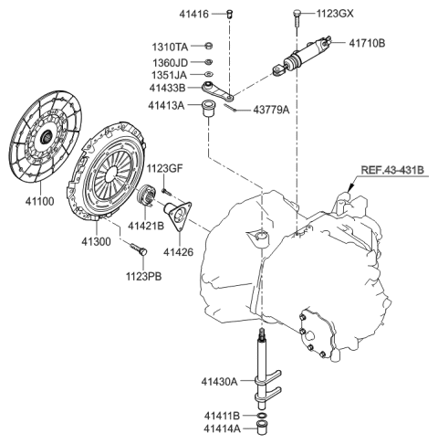 2010 Hyundai Tucson Clutch & Release Fork Diagram 1