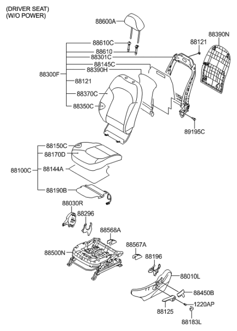 2013 Hyundai Tucson Cap-Height Knob,LH Diagram for 88189-2S000-MBS