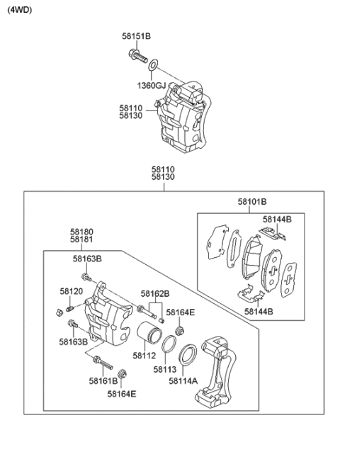 2009 Hyundai Tucson New Body Style Front Wheel Brake Diagram 2