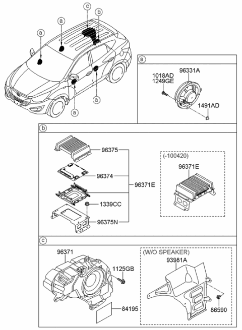 2022 Hyundai Kona Door Speaker Assembly Diagram for 96330-2S500
