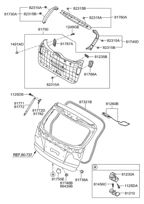 2011 Hyundai Tucson Weatherstrip-Tail Gate Opening Diagram for 87321-2S010