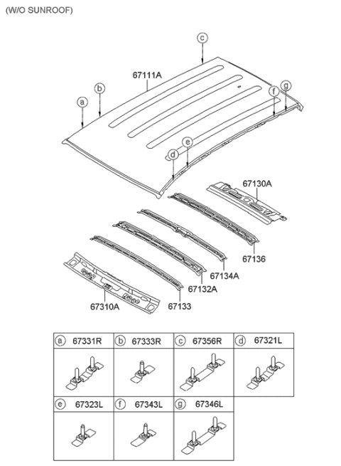 2010 Hyundai Tucson Roof Panel Diagram 1