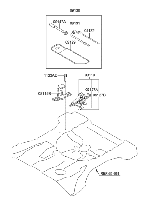 2012 Hyundai Tucson Tool Set-Oweners Vehicle Mainenance Diagram for 09130-1U100