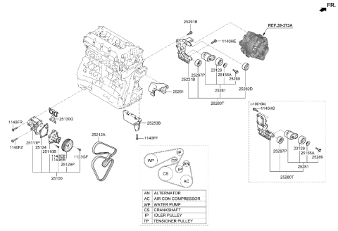 2013 Hyundai Tucson Idler-Drive Belt Diagram for 25288-25000