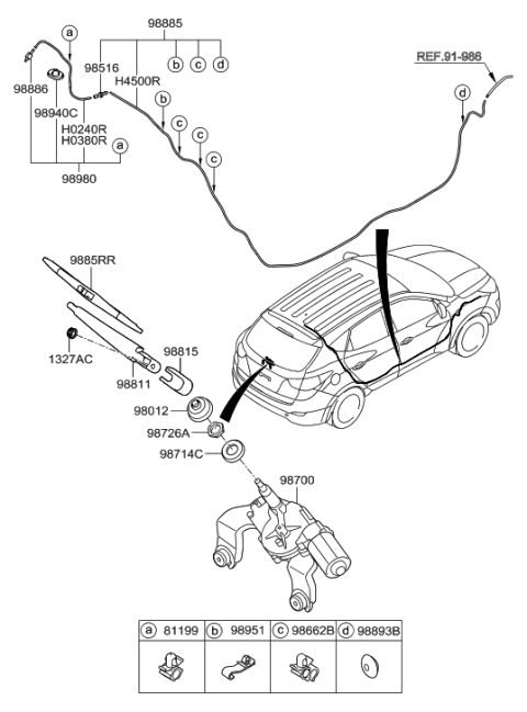 2010 Hyundai Tucson Cap-Rear Wiper Arm Diagram for 98812-1H000