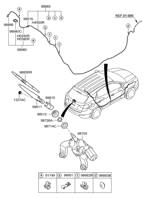 2010 Hyundai Tucson Hose Assembly-Rear Washer Diagram for 98950-2S000