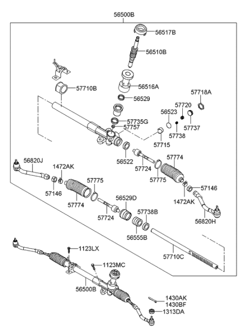 2010 Hyundai Tucson Power Steering Gear Box Diagram