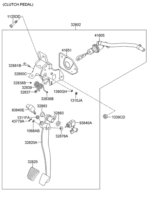 2012 Hyundai Tucson Pedal Assembly-Clutch Diagram for 32802-2S200