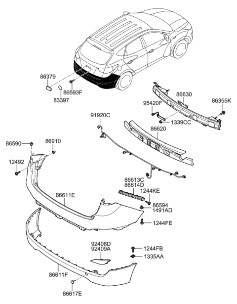 2010 Hyundai Tucson Cover-Rear Bumper Lower Diagram for 86610-2S000