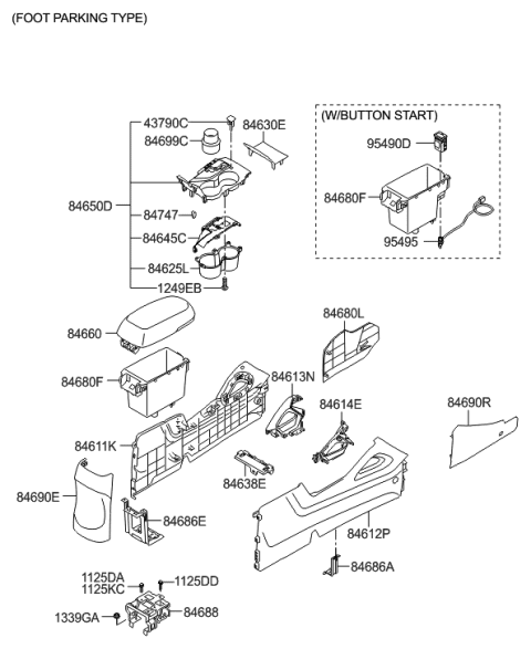 2009 Hyundai Tucson Bracket Assembly-Armrest Mounting Diagram for 84695-2S100