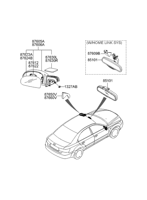 2007 Hyundai Sonata Old Body Style Rear View Mirror Diagram